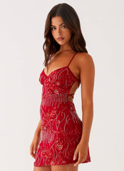Vietta Sequin Cami Micro Mini Dress - Red