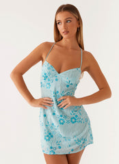 Vietta Sequin Cami Micro Mini Dress - Blue