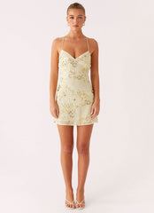 Vietta Sequin Cami Micro Mini Dress - Yellow