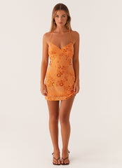 Vietta Sequin Cami Micro Mini Dress - Orange