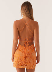 Vietta Sequin Cami Micro Mini Dress - Orange