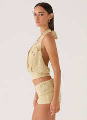 Vivienne Halter Top - Pale Olive