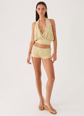Vivienne Mini Shorts - Pale Olive