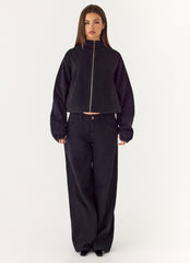 Waylon Denim Bomber Jacket - Black