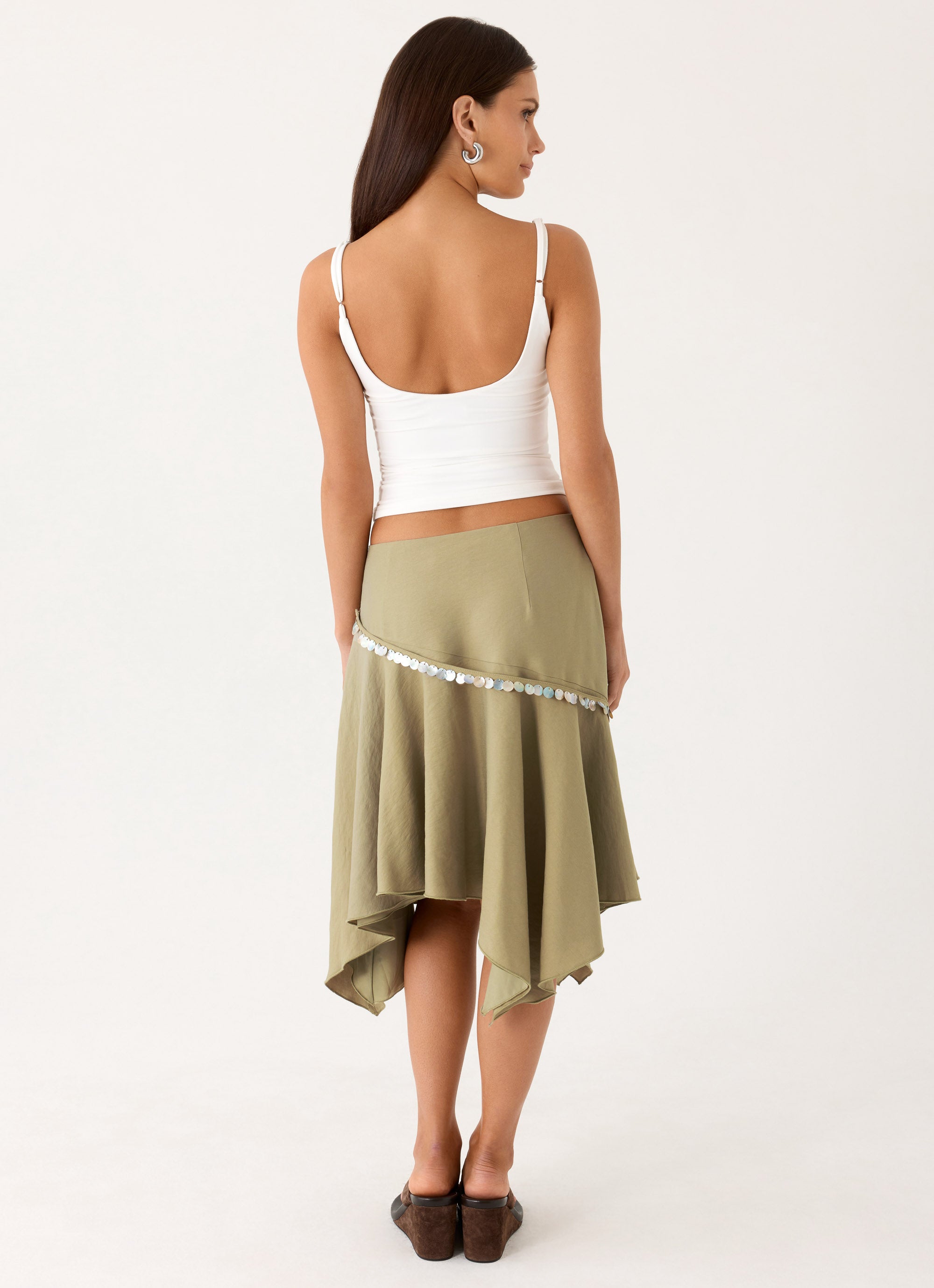 Zafira Midi Skirt - Pale Olive