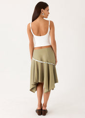 Zafira Midi Skirt - Pale Olive