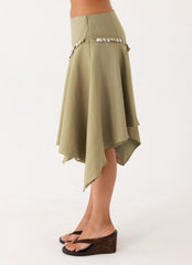 Zafira Midi Skirt - Pale Olive