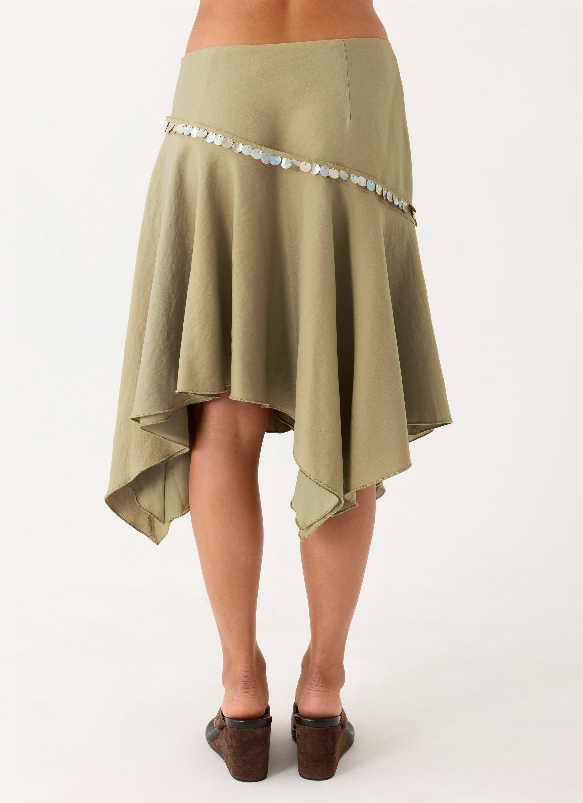 Zafira Midi Skirt - Pale Olive