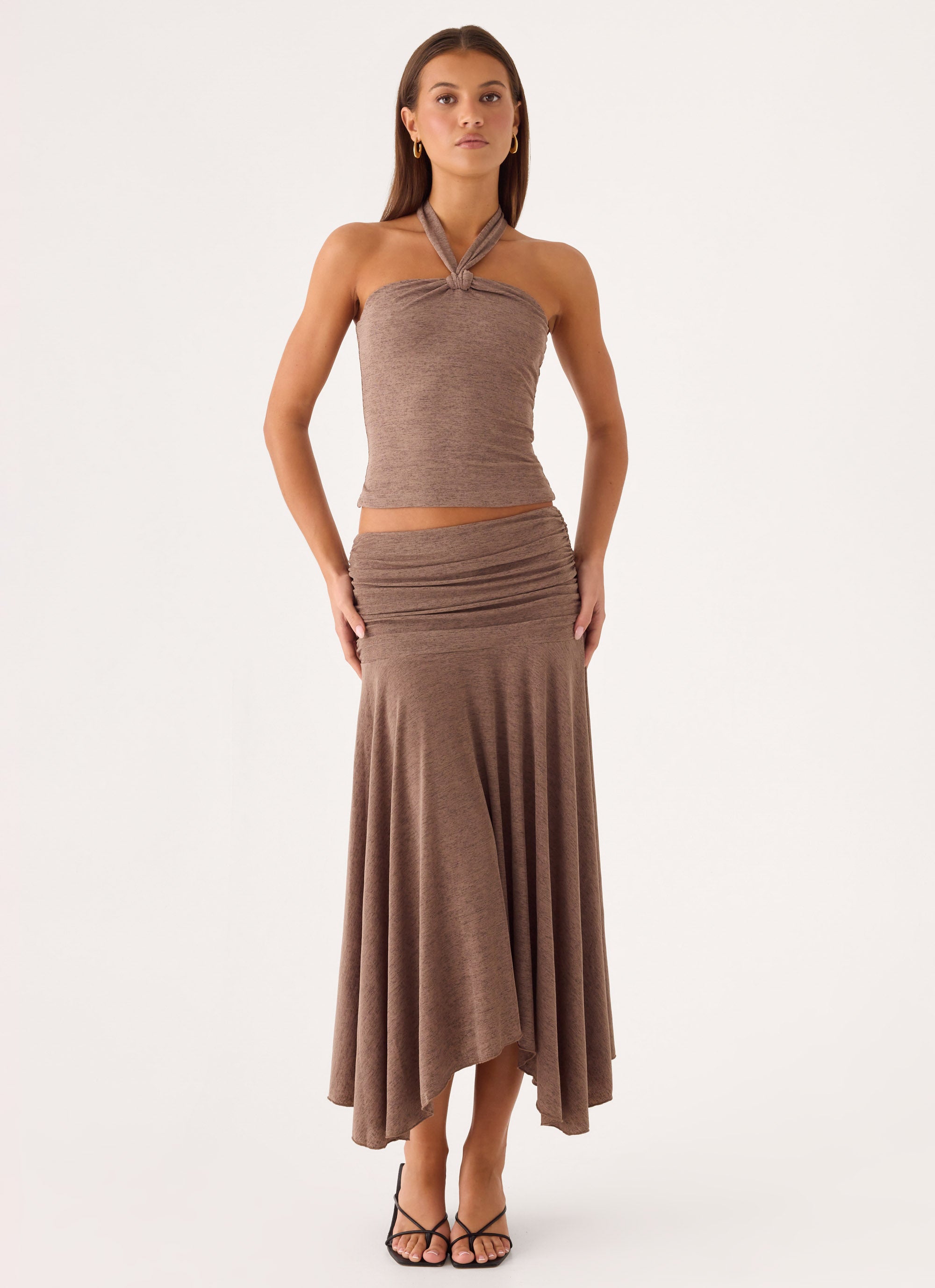 Zayde Midi Skirt - Taupe