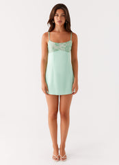 Zion Beaded Micro Mini Dress - Sage