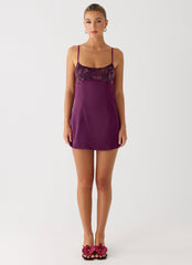 Zion Beaded Micro Mini Dress - Mulberry